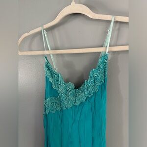 Vintage‎ 213 Y2K Blue Cami Slip Dress Women’s size Large Baby Doll Floral Fairy